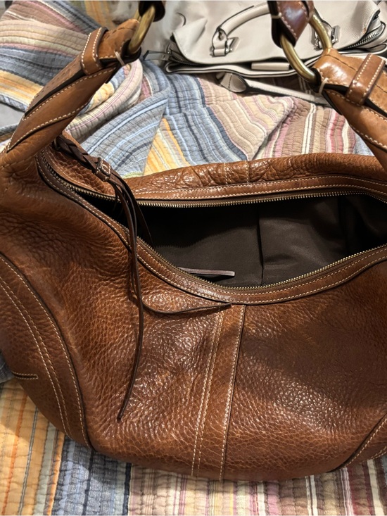 Coach Handbags - Coach Brown Pebbled Leather Shoulder Bag